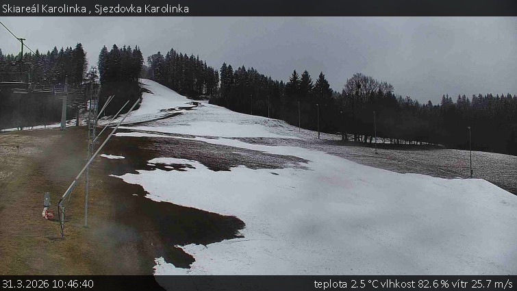 Skiareál Karolinka  - Sjezdovka Karolinka - 31.3.2026 v 10:46