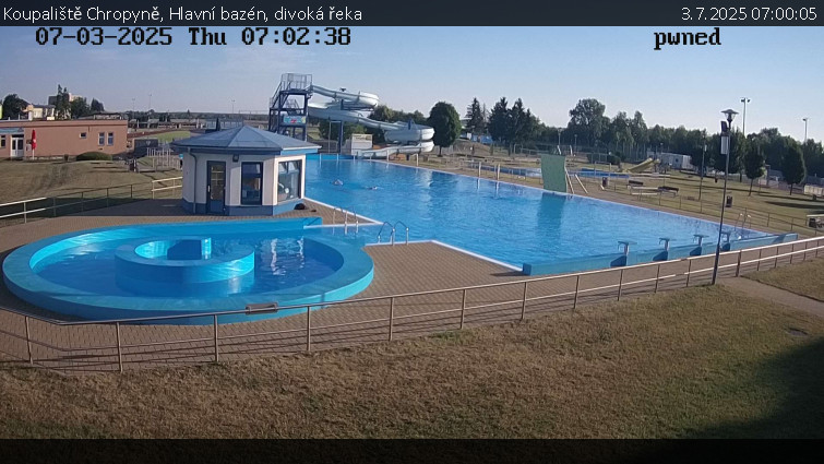 Koupaliště Chropyně - Hlavní bazén, divoká řeka - 3.7.2025 v 07:00