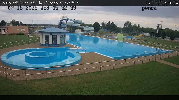 Koupaliště Chropyně - Hlavní bazén, divoká řeka - 16.7.2025 v 15:30 Koupaliště Chropyně - Hlavní bazén, divoká řeka - 16.7.2025 v 15:30