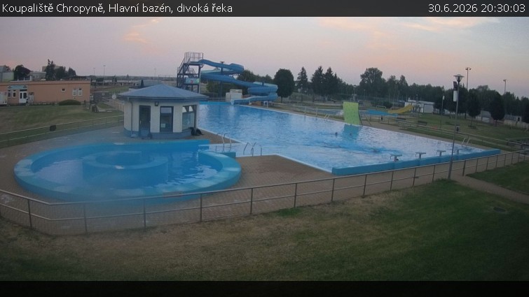 Koupaliště Chropyně - Hlavní bazén, divoká řeka - 30.6.2026 v 20:30