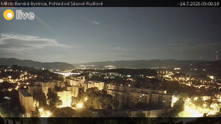 Město Banská Bystrica - Pohled od Sásové-Rudlové - 14.7.2025 v 03:00 Město Banská Bystrica - Pohled od Sásové-Rudlové - 14.7.2025 v 03:00