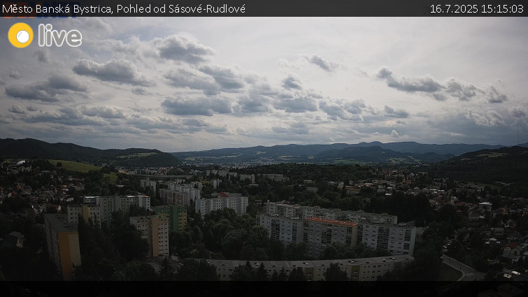 Město Banská Bystrica - Pohled od Sásové-Rudlové - 16.7.2025 v 15:15 Město Banská Bystrica - Pohled od Sásové-Rudlové - 16.7.2025 v 15:15