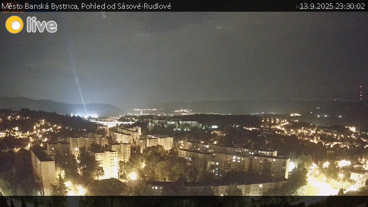 Město Banská Bystrica - Pohled od Sásové-Rudlové - 13.9.2025 v 23:30 Město Banská Bystrica - Pohled od Sásové-Rudlové - 13.9.2025 v 23:30