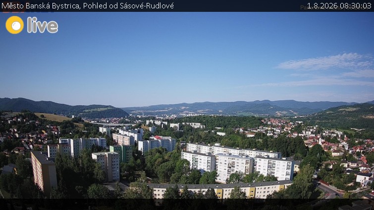 Město Banská Bystrica - Pohled od Sásové-Rudlové - 1.8.2026 v 08:30