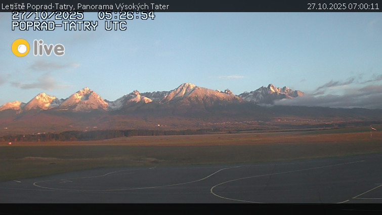 Letiště Poprad-Tatry - Panorama Výsokých Tater - 27.10.2025 v 07:00 Letiště Poprad-Tatry - Panorama Výsokých Tater - 27.10.2025 v 07:00