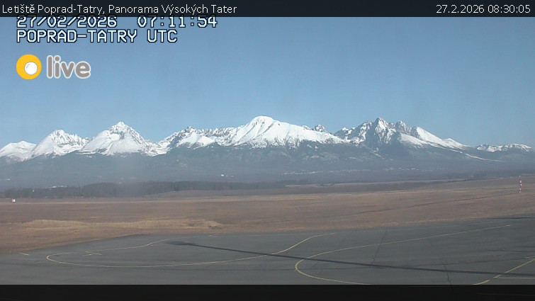 Letiště Poprad-Tatry - Panorama Výsokých Tater - 27.2.2026 v 08:30