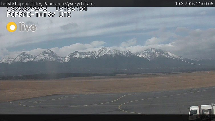 Letiště Poprad-Tatry - Panorama Výsokých Tater - 19.3.2026 v 14:00