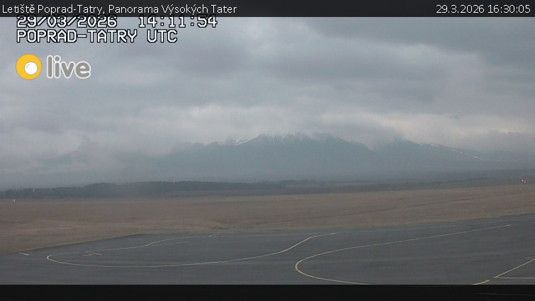 Letiště Poprad-Tatry - Panorama Výsokých Tater - 29.3.2026 v 16:30