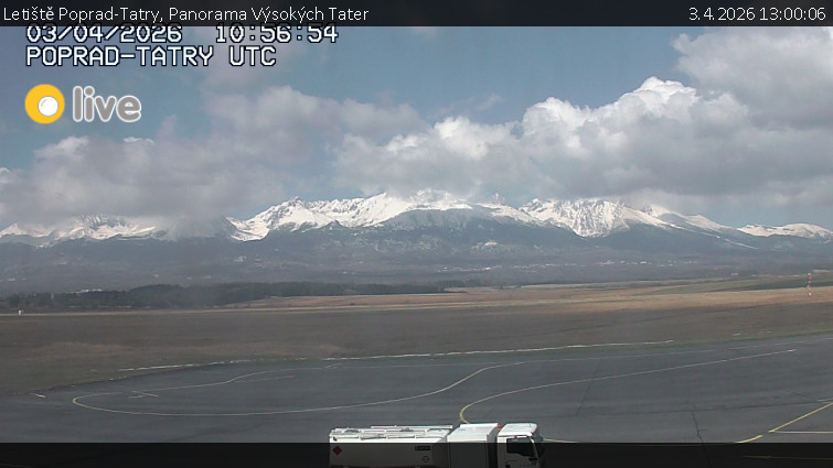 Letiště Poprad-Tatry - Panorama Výsokých Tater - 3.4.2026 v 13:00