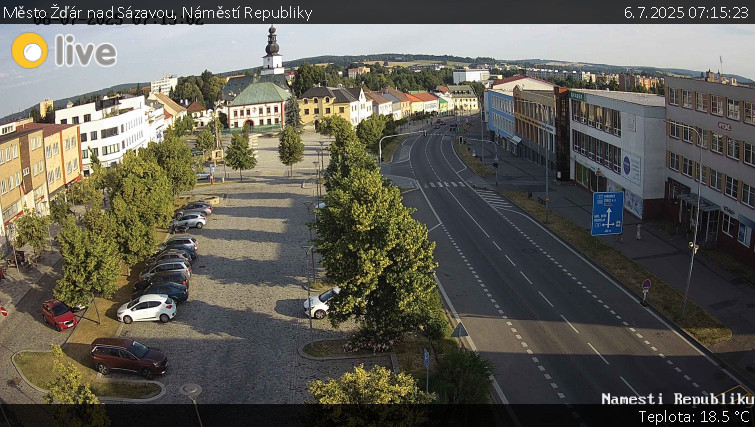 Město Žďár nad Sázavou - Náměstí Republiky - 6.7.2025 v 07:15 Město Žďár nad Sázavou - Náměstí Republiky - 6.7.2025 v 07:15