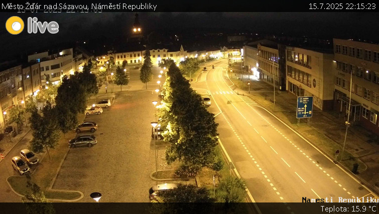 Město Žďár nad Sázavou - Náměstí Republiky - 15.7.2025 v 22:15 Město Žďár nad Sázavou - Náměstí Republiky - 15.7.2025 v 22:15