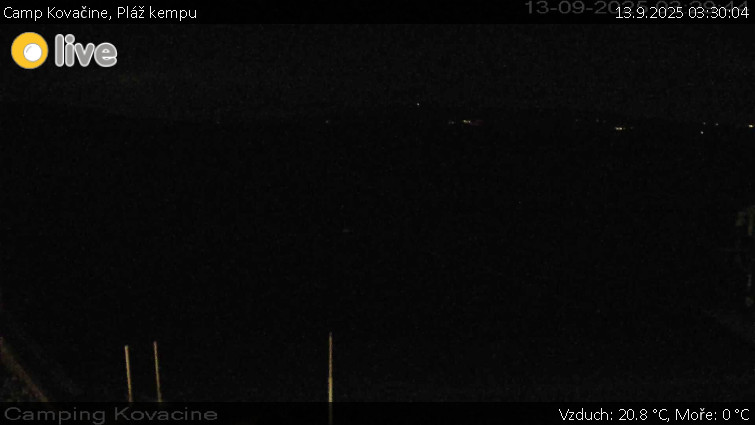 Camp Kovačine - Pláž kempu - 13.9.2025 v 03:30 Camp Kovačine - Pláž kempu - 13.9.2025 v 03:30