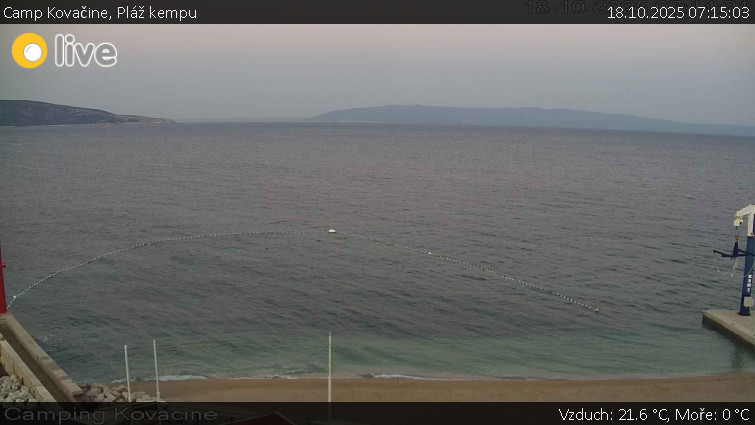 Camp Kovačine - Pláž kempu - 18.10.2025 v 07:15 Camp Kovačine - Pláž kempu - 18.10.2025 v 07:15