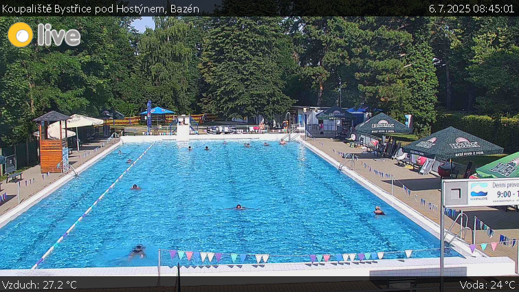 Koupaliště Bystřice pod Hostýnem - Bazén - 6.7.2025 v 08:45 Koupaliště Bystřice pod Hostýnem - Bazén - 6.7.2025 v 08:45