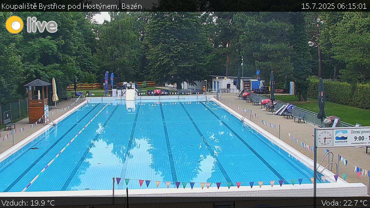Koupaliště Bystřice pod Hostýnem - Bazén - 15.7.2025 v 06:15 Koupaliště Bystřice pod Hostýnem - Bazén - 15.7.2025 v 06:15