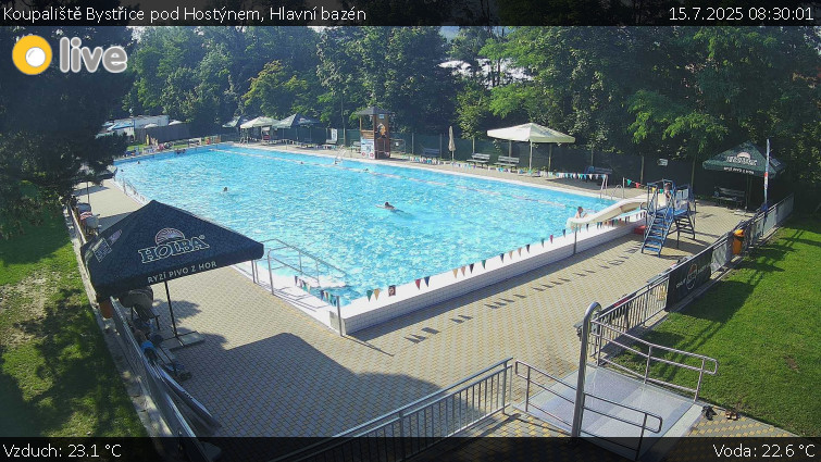 Koupaliště Bystřice pod Hostýnem - Hlavní bazén - 15.7.2025 v 08:30 Koupaliště Bystřice pod Hostýnem - Hlavní bazén - 15.7.2025 v 08:30