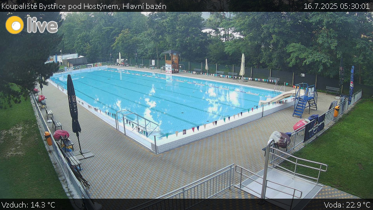 Koupaliště Bystřice pod Hostýnem - Hlavní bazén - 16.7.2025 v 05:30 Koupaliště Bystřice pod Hostýnem - Hlavní bazén - 16.7.2025 v 05:30