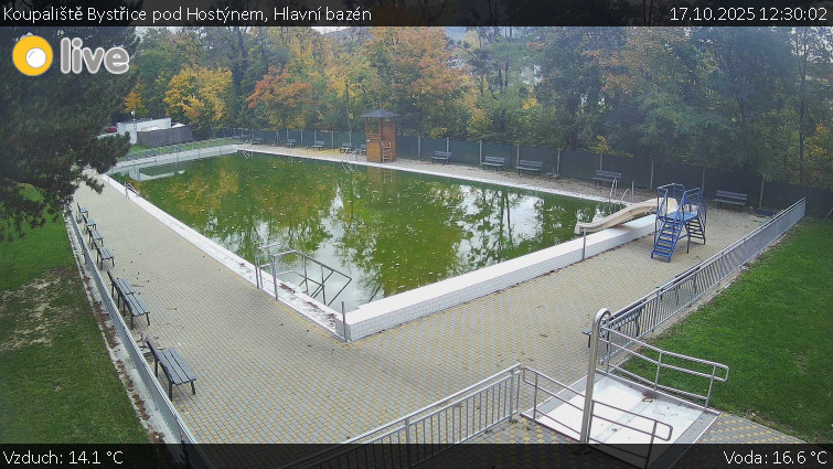 Koupaliště Bystřice pod Hostýnem - Hlavní bazén - 17.10.2025 v 12:30 Koupaliště Bystřice pod Hostýnem - Hlavní bazén - 17.10.2025 v 12:30