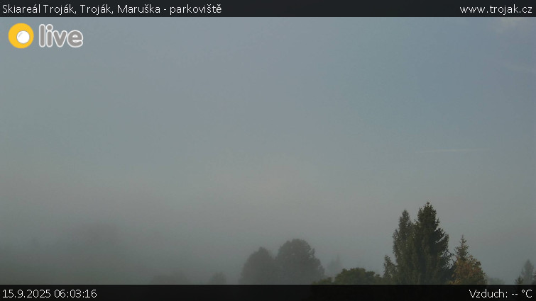 Skiareál Troják - Troják, Maruška - parkoviště - 15.9.2025 v 06:03 Skiareál Troják - Troják, Maruška - parkoviště - 15.9.2025 v 06:03
