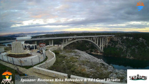 Městečko Skradin - Skradin, řeka Krka, most A1 - 1.1.2026 v 07:45 Městečko Skradin - Skradin, řeka Krka, most A1 - 1.1.2026 v 07:45