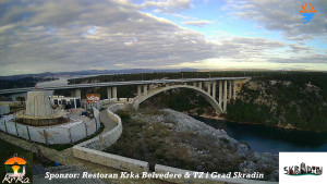 Městečko Skradin - Skradin, řeka Krka, most A1 - 1.1.2026 v 08:45 Městečko Skradin - Skradin, řeka Krka, most A1 - 1.1.2026 v 08:45