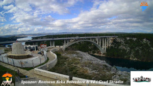 Městečko Skradin - Skradin, řeka Krka, most A1 - 1.1.2026 v 12:45 Městečko Skradin - Skradin, řeka Krka, most A1 - 1.1.2026 v 12:45