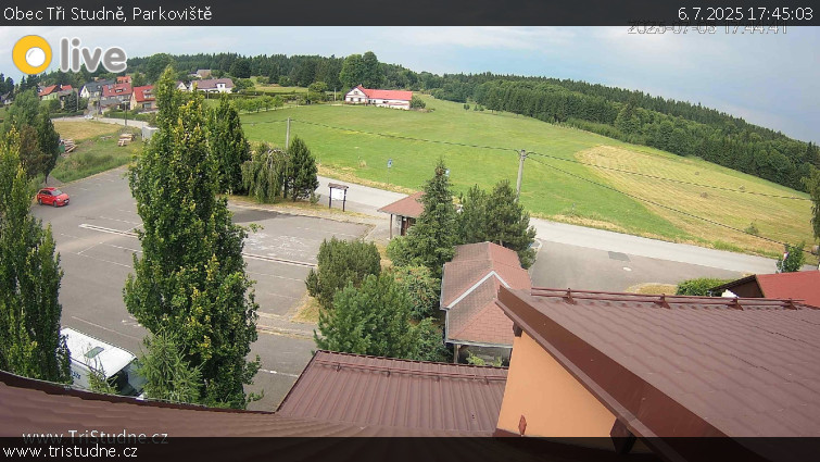 Obec Tři Studně - Parkoviště - 6.7.2025 v 17:45 Obec Tři Studně - Parkoviště - 6.7.2025 v 17:45