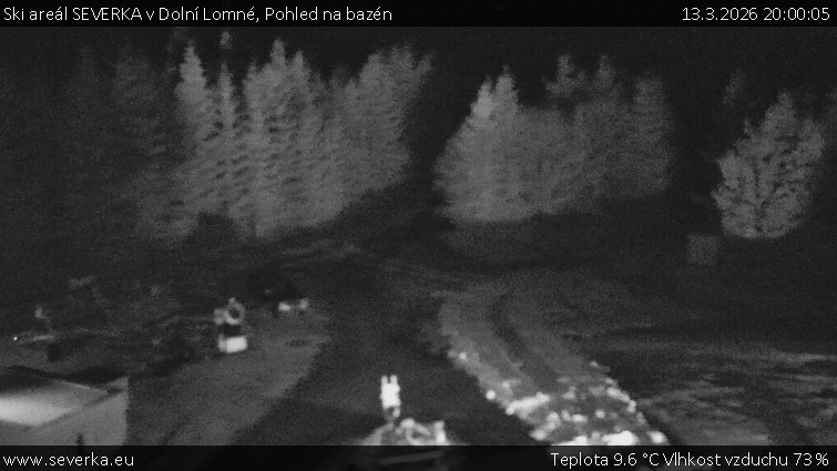 Ski areál SEVERKA v Dolní Lomné - Pohled na bazén - 13.3.2026 v 20:00