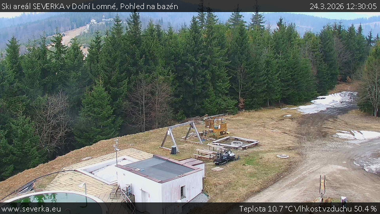 Ski areál SEVERKA v Dolní Lomné - Pohled na bazén - 24.3.2026 v 12:30