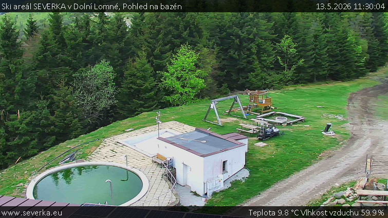 Ski areál SEVERKA v Dolní Lomné - Pohled na bazén - 13.5.2026 v 11:30
