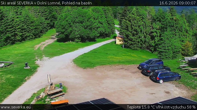Ski areál SEVERKA v Dolní Lomné - Pohled na bazén - 16.6.2026 v 09:00