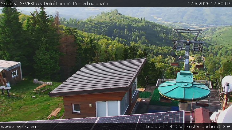 Ski areál SEVERKA v Dolní Lomné - Pohled na bazén - 17.6.2026 v 17:30