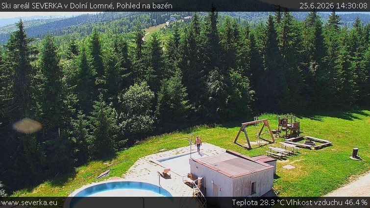 Ski areál SEVERKA v Dolní Lomné - Pohled na bazén - 25.6.2026 v 14:30