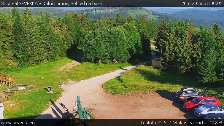 Ski areál SEVERKA v Dolní Lomné - Pohled na bazén - 26.6.2026 v 07:00