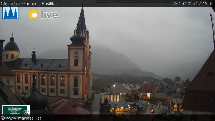 Městečko Mariazell - Basilika - 23.10.2025 v 17:45 Městečko Mariazell - Basilika - 23.10.2025 v 17:45