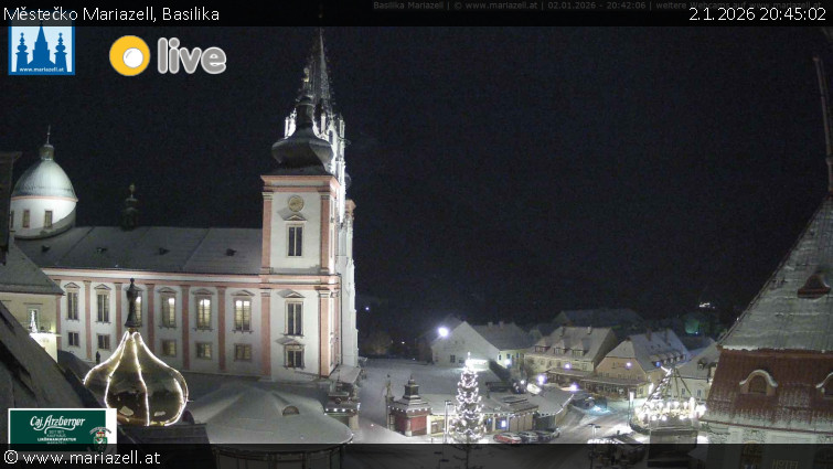Městečko Mariazell - Basilika - 2.1.2026 v 20:45