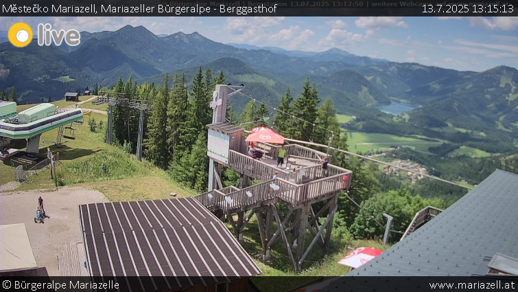 Městečko Mariazell - Mariazeller Bürgeralpe - Berggasthof - 13.7.2025 v 13:15 Městečko Mariazell - Mariazeller Bürgeralpe - Berggasthof - 13.7.2025 v 13:15
