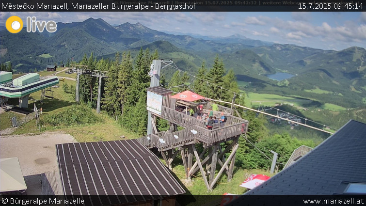 Městečko Mariazell - Mariazeller Bürgeralpe - Berggasthof - 15.7.2025 v 09:45 Městečko Mariazell - Mariazeller Bürgeralpe - Berggasthof - 15.7.2025 v 09:45