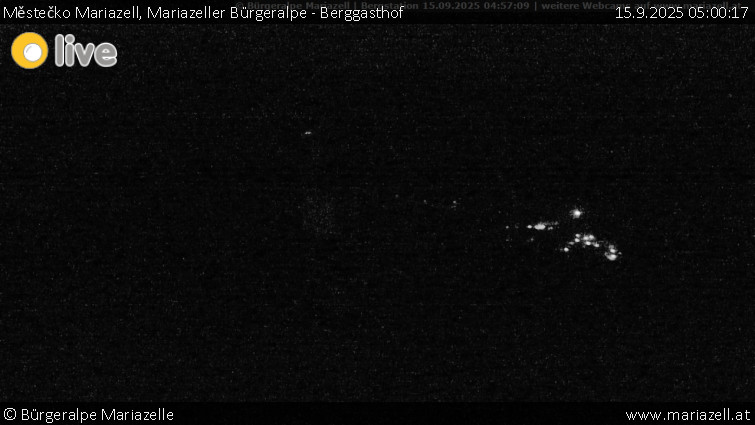Městečko Mariazell - Mariazeller Bürgeralpe - Berggasthof - 15.9.2025 v 05:00 Městečko Mariazell - Mariazeller Bürgeralpe - Berggasthof - 15.9.2025 v 05:00