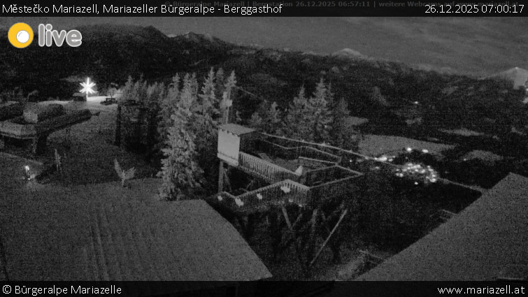 Městečko Mariazell - Mariazeller Bürgeralpe - Berggasthof - 26.12.2025 v 07:00