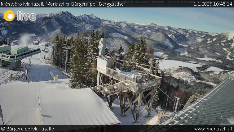 Městečko Mariazell - Mariazeller Bürgeralpe - Berggasthof - 1.1.2026 v 10:45