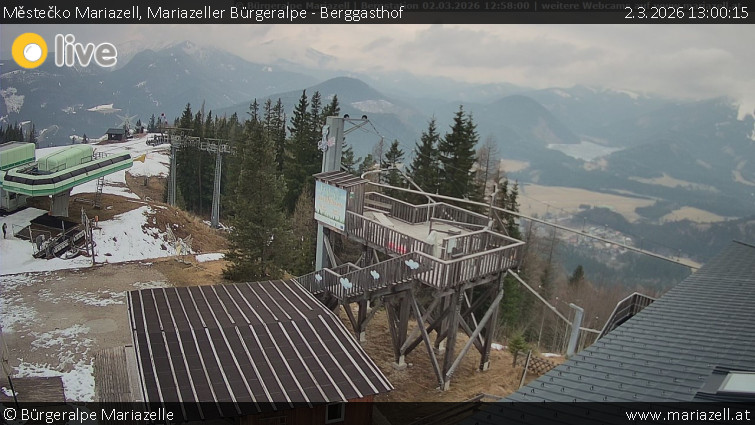Městečko Mariazell - Mariazeller Bürgeralpe - Berggasthof - 2.3.2026 v 13:00