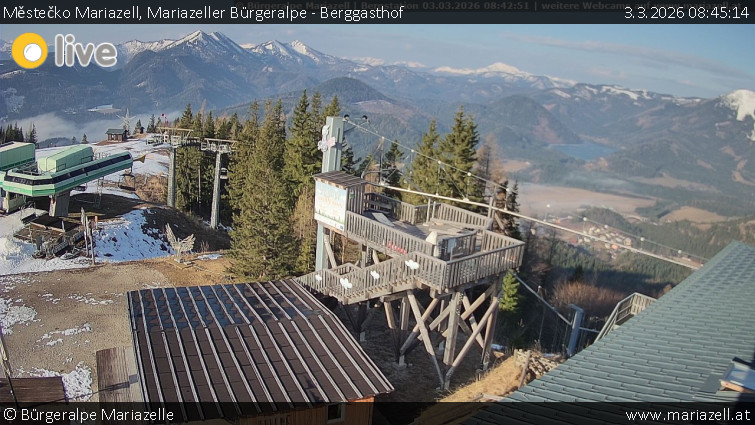 Městečko Mariazell - Mariazeller Bürgeralpe - Berggasthof - 3.3.2026 v 08:45