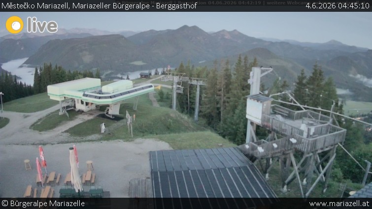 Městečko Mariazell - Mariazeller Bürgeralpe - Berggasthof - 4.6.2026 v 04:45