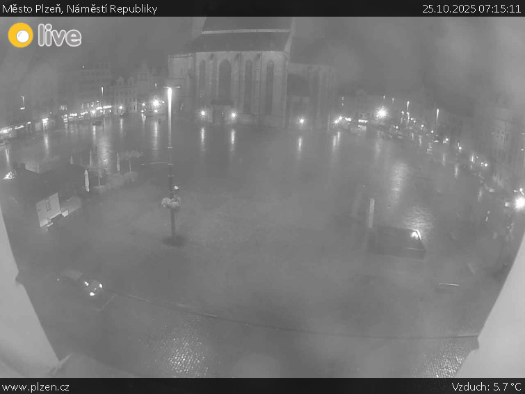Město Plzeň - Náměstí Republiky - 25.10.2025 v 07:15 Město Plzeň - Náměstí Republiky - 25.10.2025 v 07:15