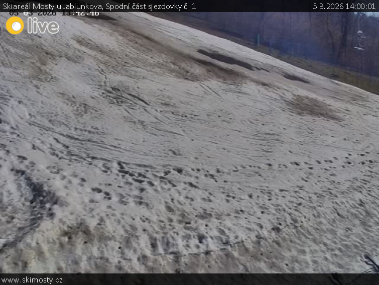 Skiareál Mosty u Jablunkova - Spodní část sjezdovky č. 1  - 5.3.2026 v 14:00