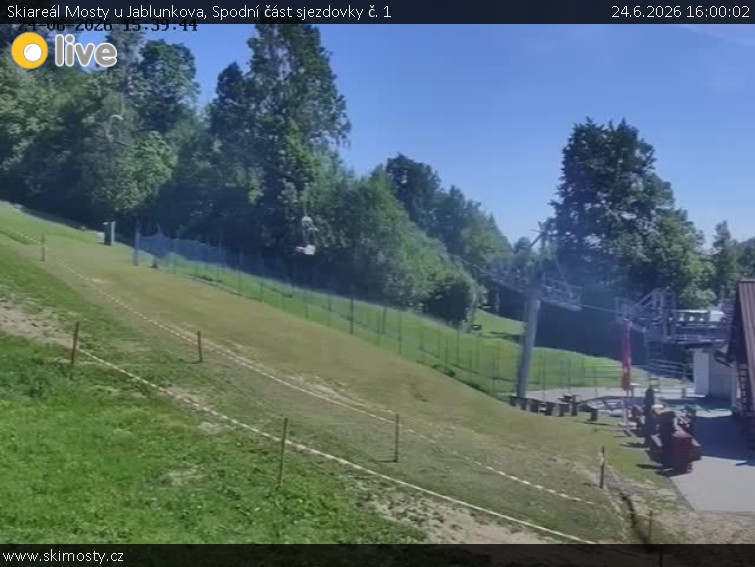 Ośrodek narciarski Mosty koło Jabłonkowa - Dolna część trasy narciarskiej nr 1 - 24.6.2026 v 16:00