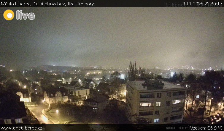 Město Liberec - Dolní Hanychov, Jizerské hory - 9.11.2025 v 21:30