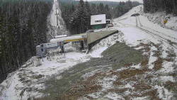 Modrá sjezdovka - dojezd k lanové dráze