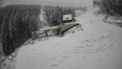 Modrá sjezdovka - dojezd k lanové dráze